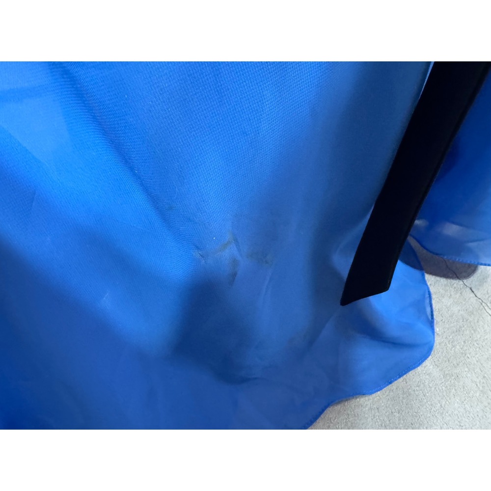 Linda Royal Blue Chiffon Maxi Gown Open Back Bow Detail Prom‎ Formal Women's 16 - Picture 7 of 13
